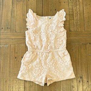 Janie and jack petal pink lace short ruffle jumpsuit romper girls 8